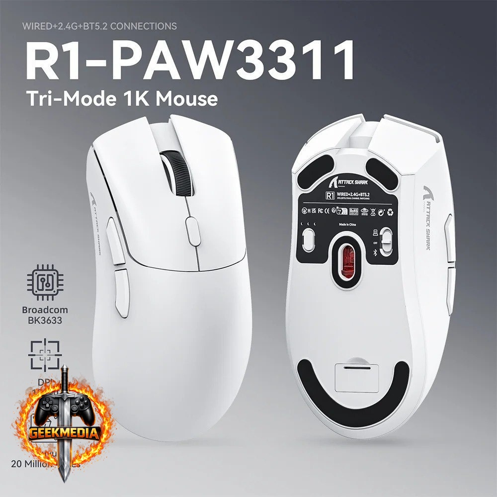 Mouse Gamer sem Fio Attack Shark R1