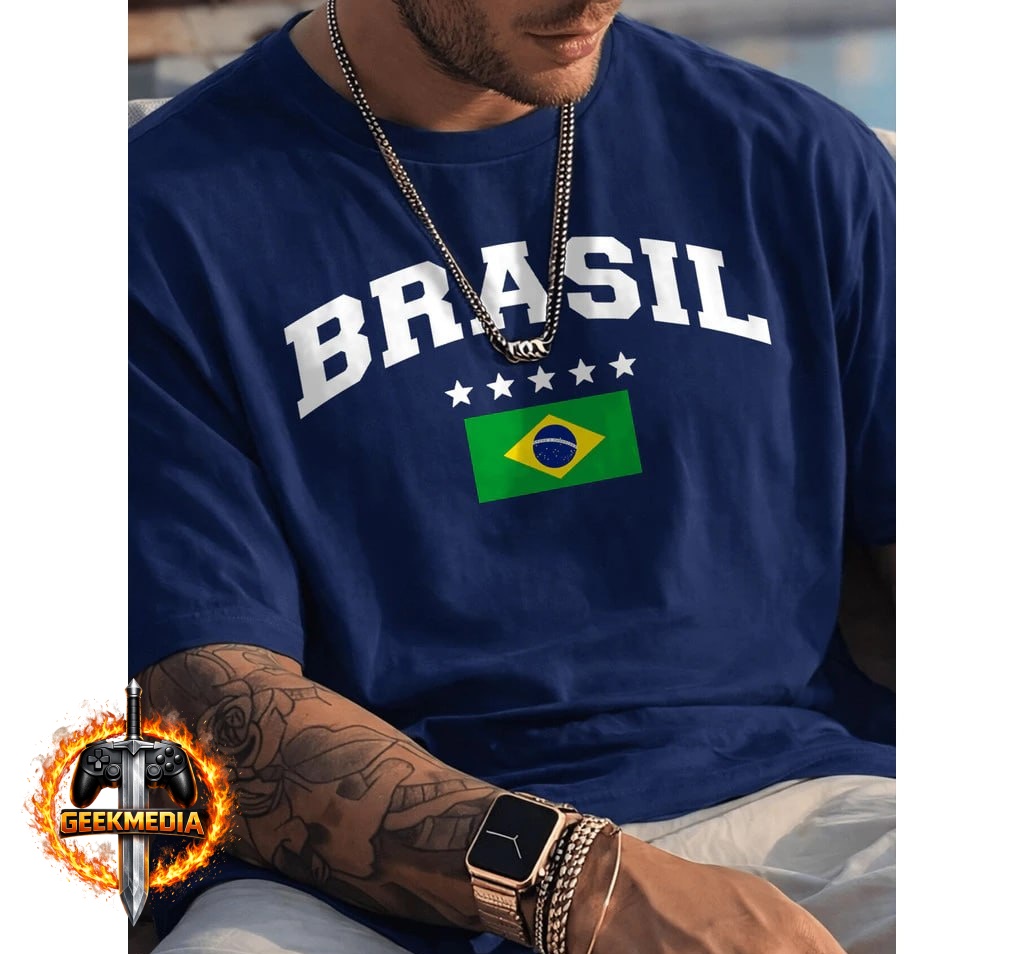 Camisa Camiseta Masculina Estampada Brasil