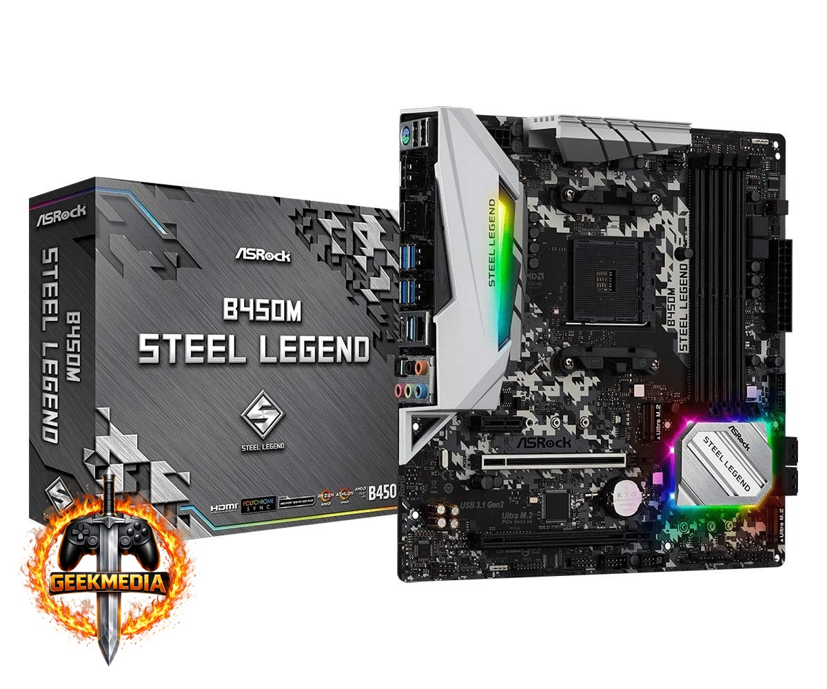 Placa Mãe ASRock B450M Steel Legend AM4