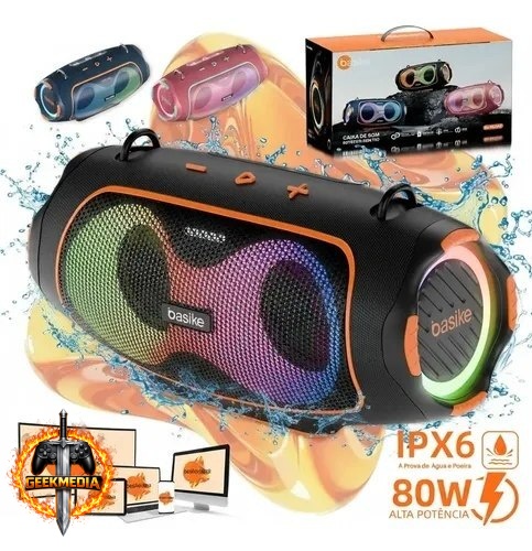 Basike Caixa de Som Bluetooth Portátil Boombox 80W