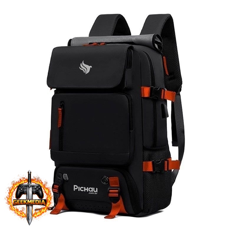 Mochila Pichau Vulcan Preto e Vermelho