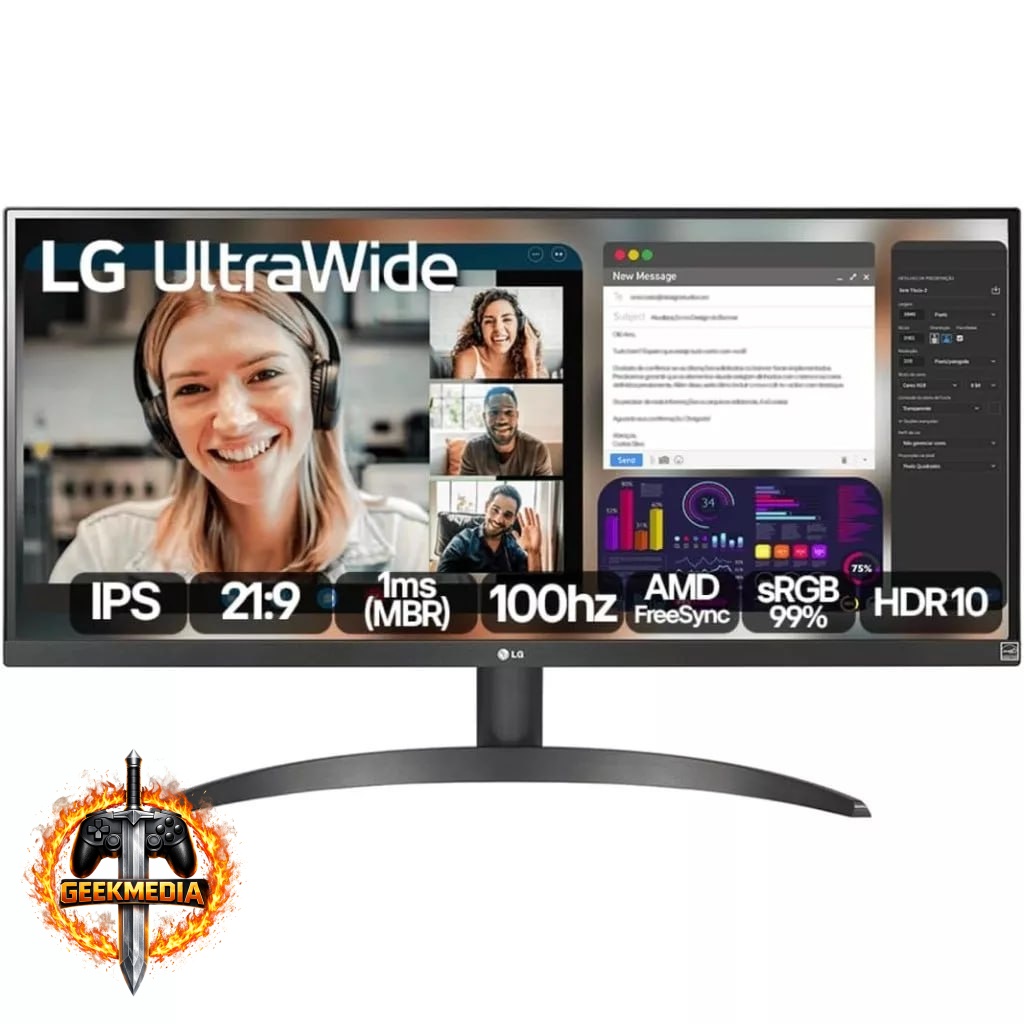 Monitor LG UltraWide Tela IPS 29'' 100Hz –29WQ500B