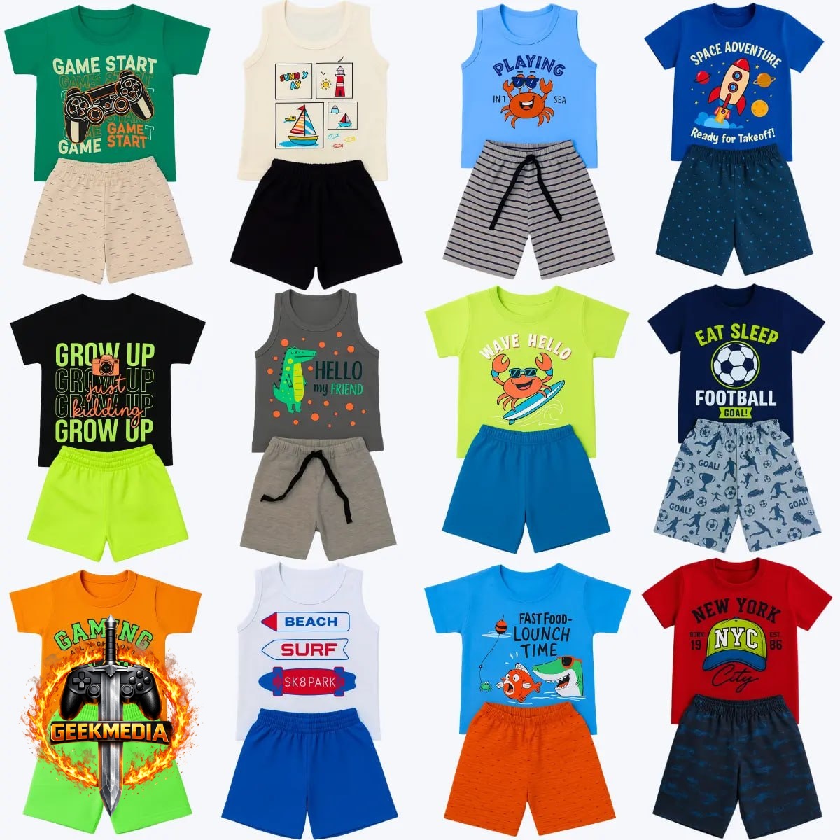 Kit 10 Peças Roupa Conjunto Infantil Menino 1 à 8 Anos
