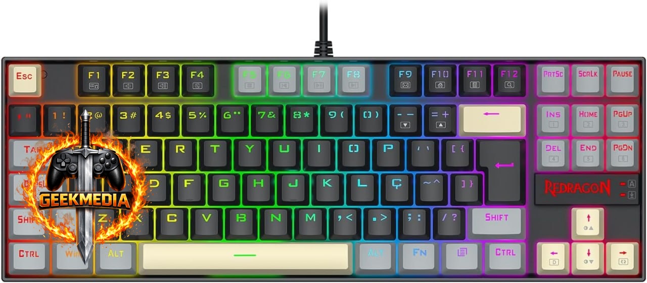 Teclado Redragon Kumara RGB TKL K552LGY Switch Marrom