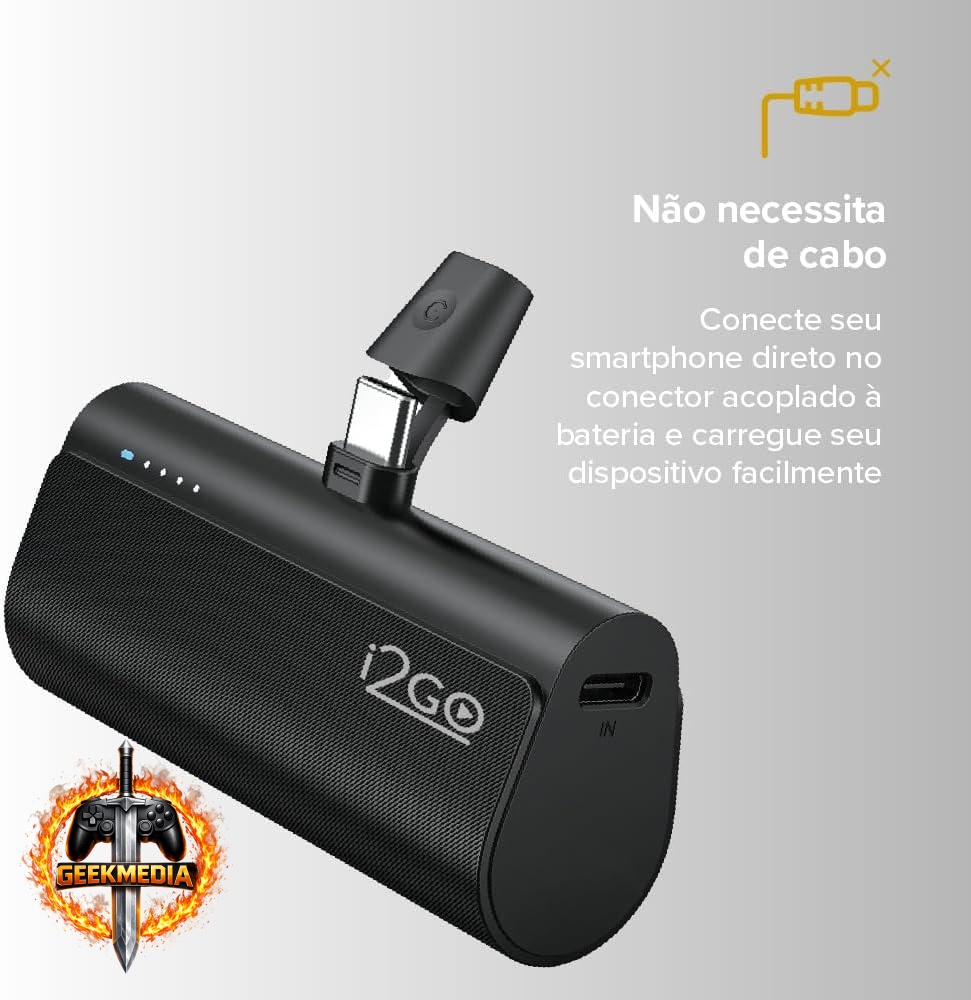 I2GO Power Bank Pocket 5000mAh USB-C Sem Cabos