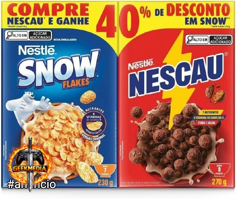 Kit Cereal Matinal Chocolate Nescau 210g  Snow Flakes 230g