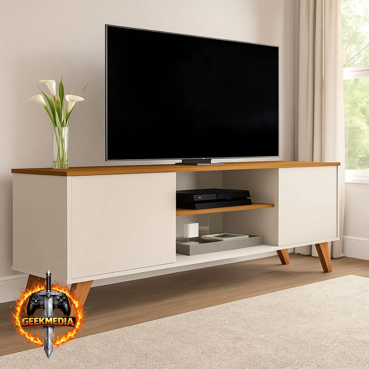 Rack Sala Estante Tv 58 Polegadas Home Bancada Helena