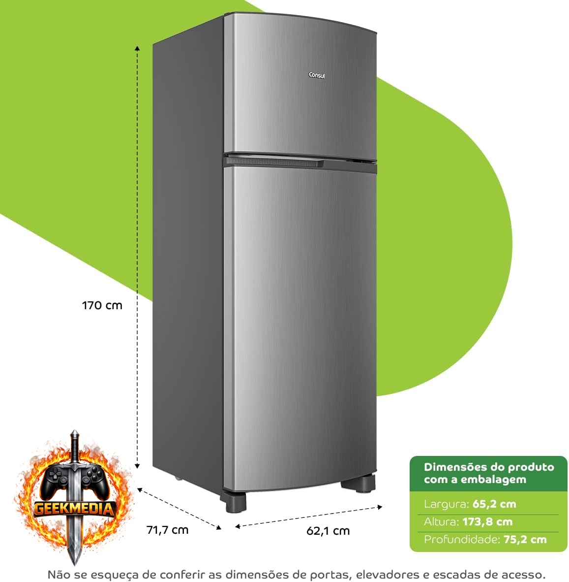 Consul Geladeira Frost Free Duplex 333 Litros - CRM40MK Inox