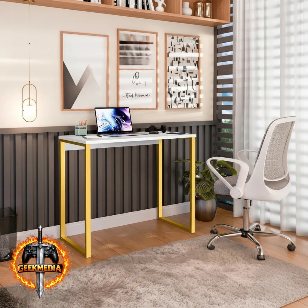 Escrivaninha Industrial Mesa Estudo Aparador Office Aço MDF