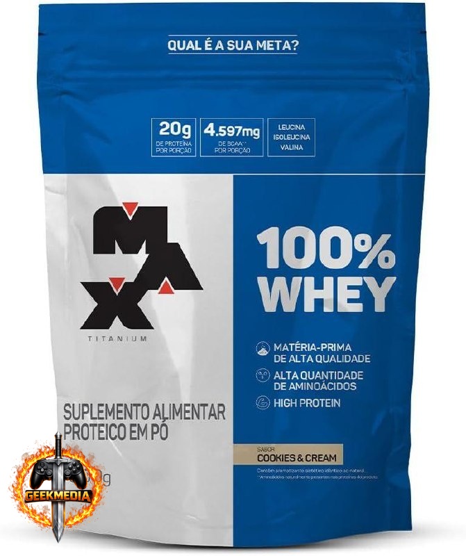 100% Whey Max Titanium Refil 900g Cookies and Cream