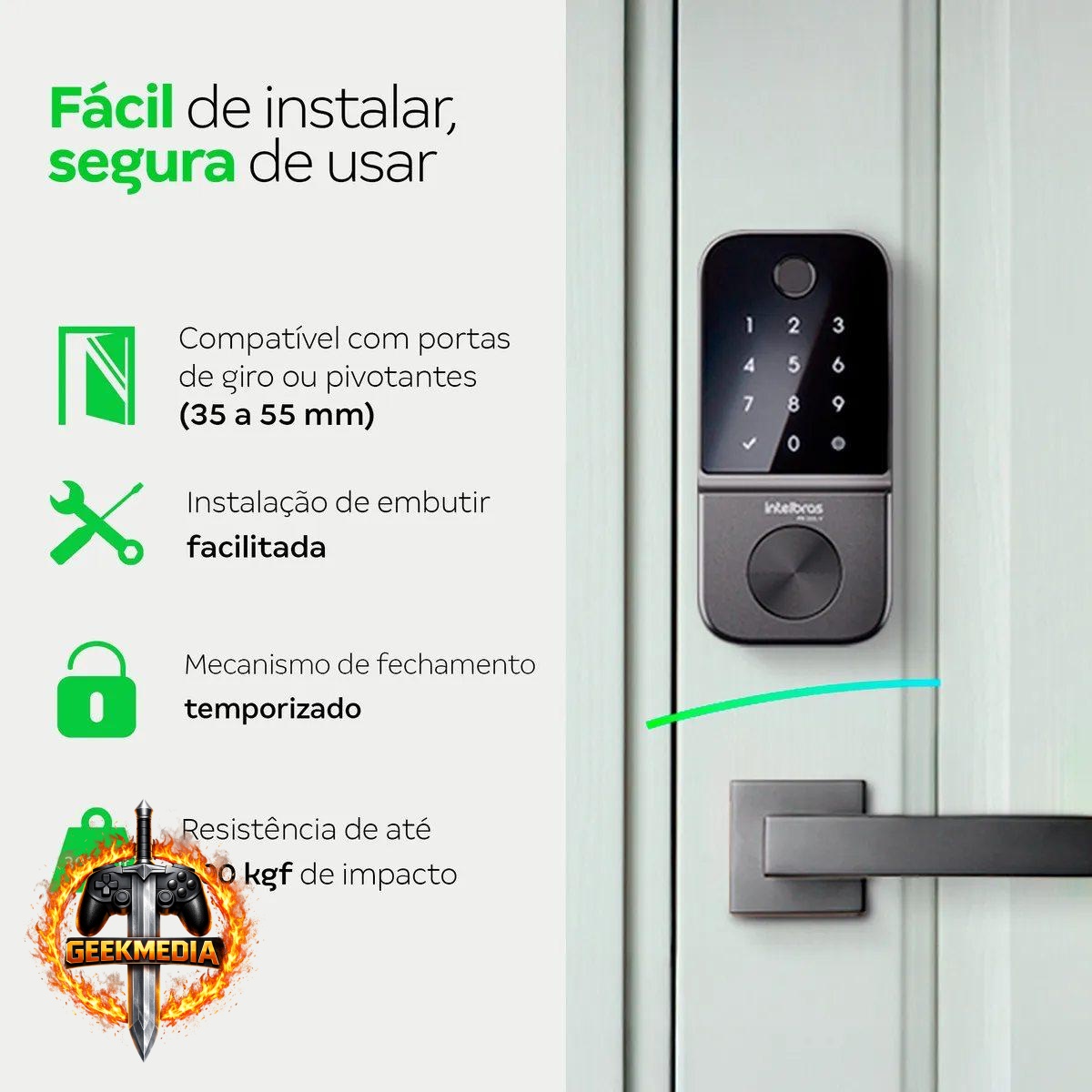 Fechadura Digital de Embutir Biométrica Intelbras FR 221V