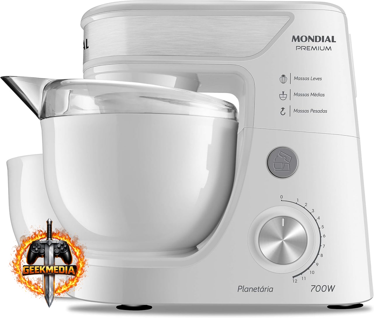 Batedeira Planetária Mondial Branco/Inox 700W