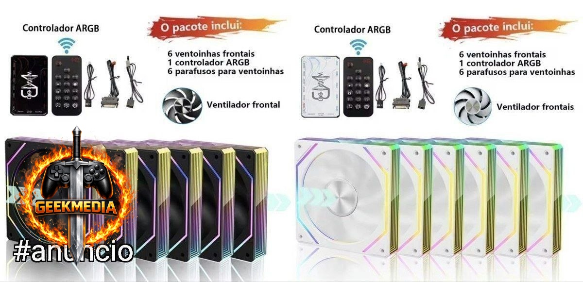 Kit 6 Fans Wovibo WB-LJ-120mm  Controladora ARGB