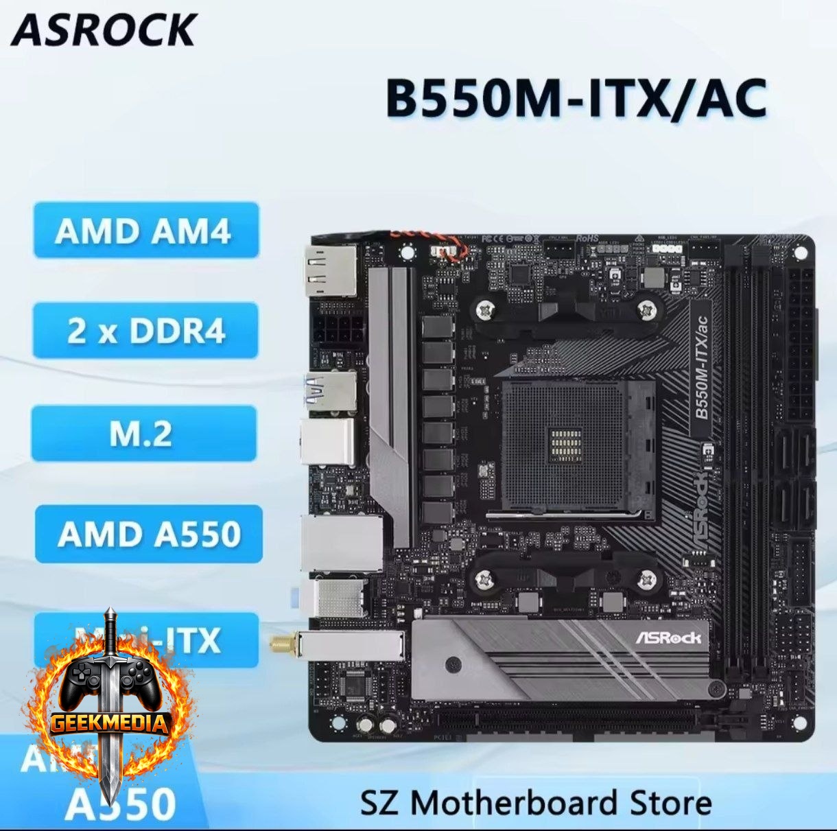 Placa Mãe B550I ITX - Ac Asrock AM4 DDR4