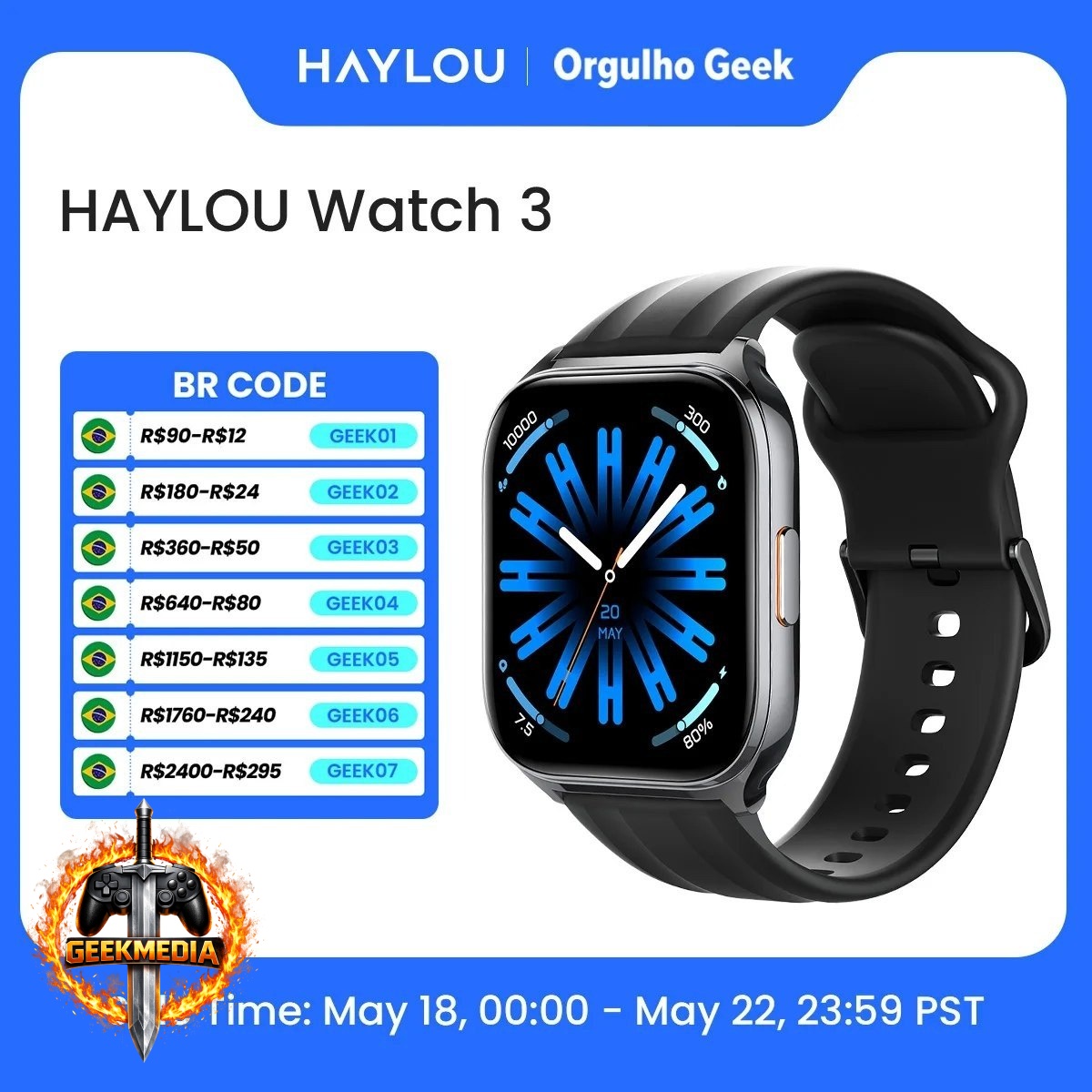 Relógio Haylou 3 Smartwatch