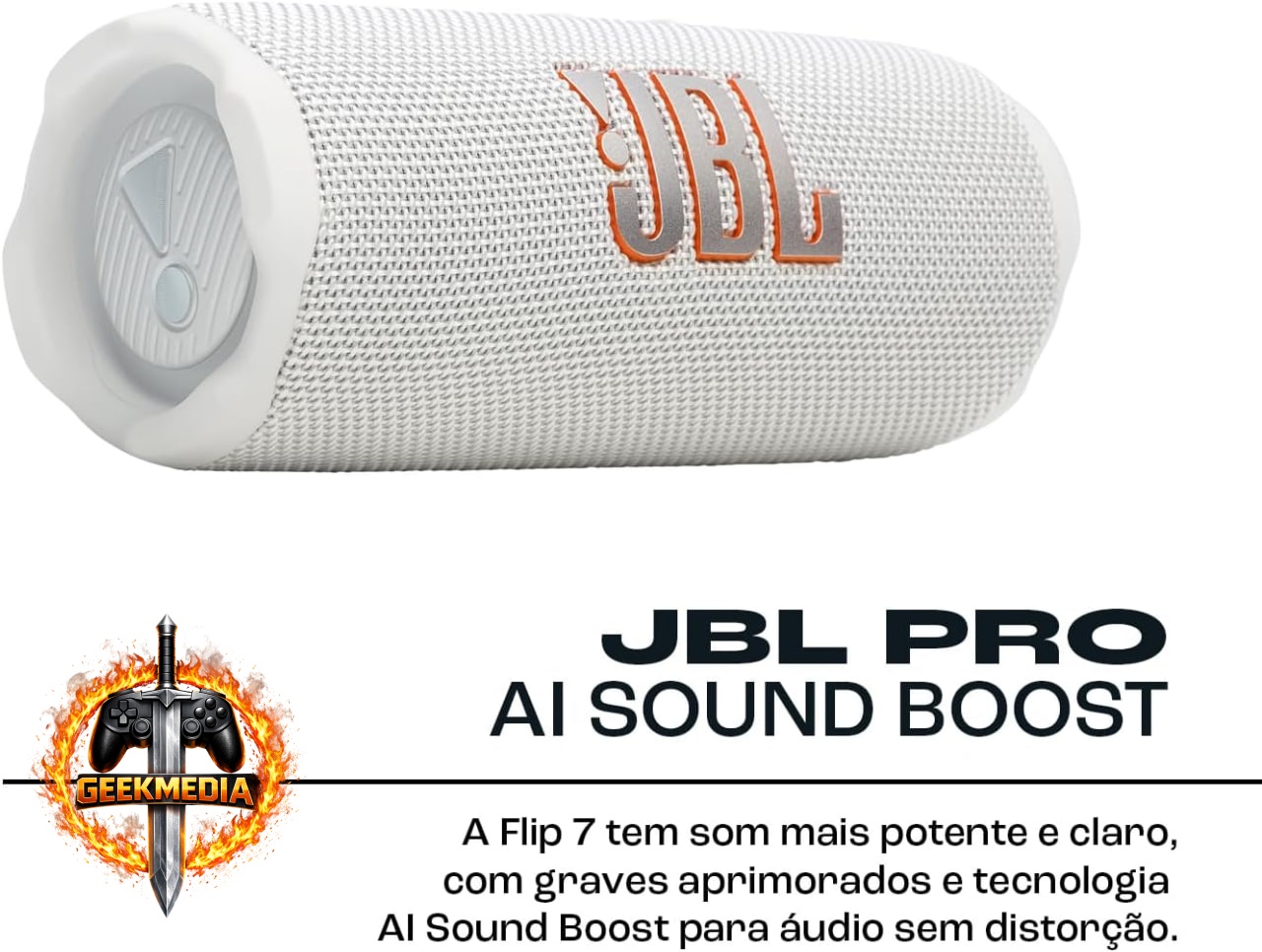 JBL Flip 7 - Caixa de Som Portátil - Branca