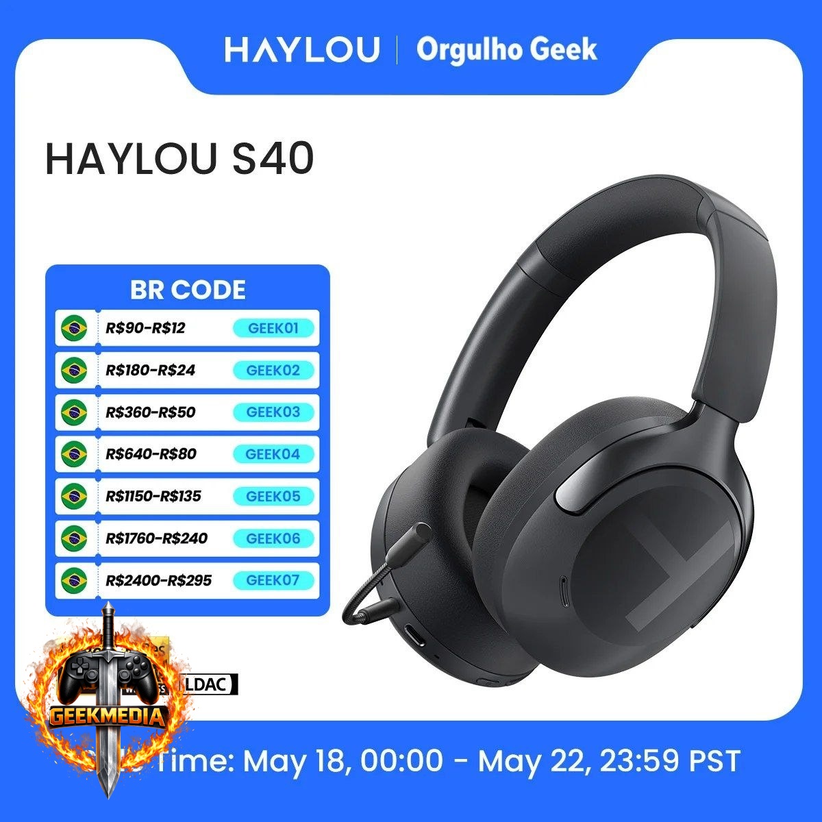 Headphone Haylou S40 ANC Bluetooth 6.0