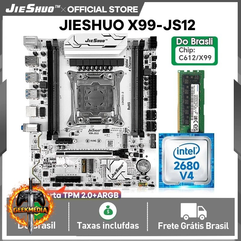 KIT X99 Jieshuo JS12 ARGB 2680v4  1x16GB Ddr4