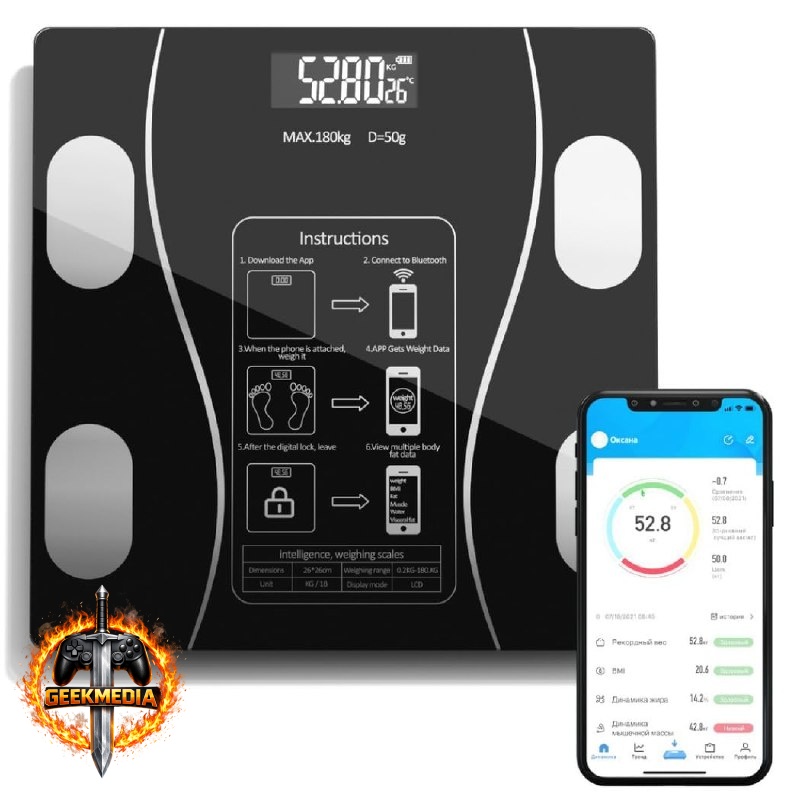Balança Corporal Digital Bioimpedância Bluetooth