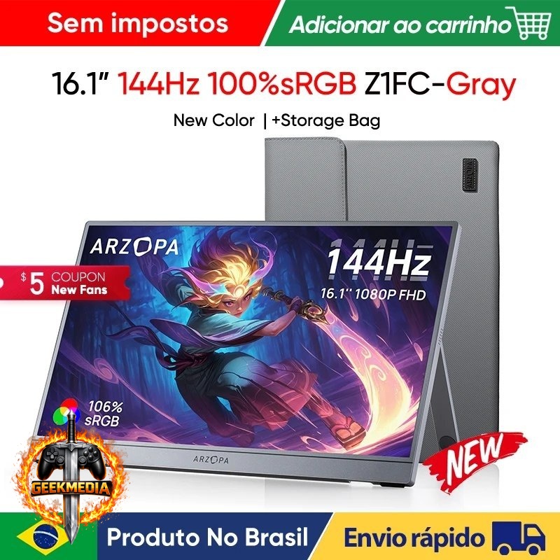 Monitor Portátil Space Grey 16,1" 144Hz