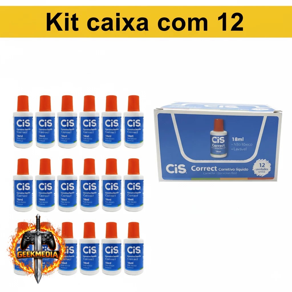 Corretivo Escolar CIS 18ml Kit com 12