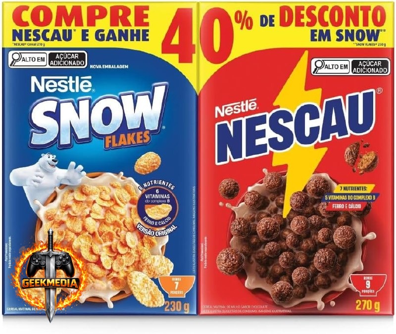 Kit Cereal Matinal Chocolate Nescau 210g  Snow Flakes 230g