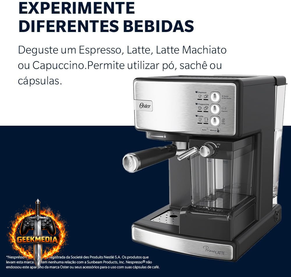 Cafeteira Espresso Oster Nova PrimaLatte Inox - 127V