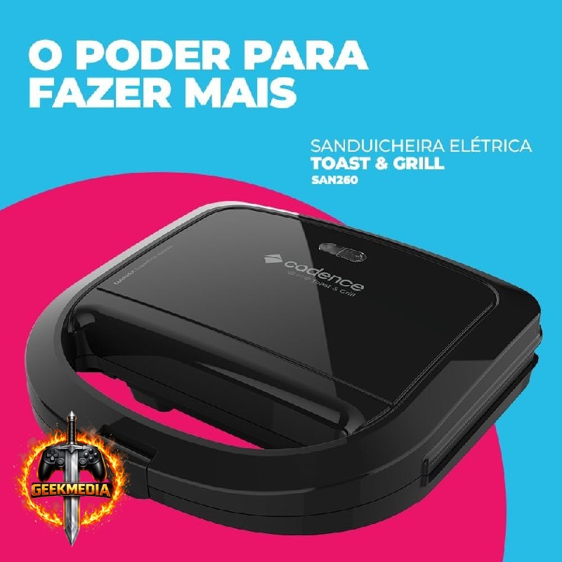 Cadence Toast & Grill Sanduicheira Elétrica 750W Preta