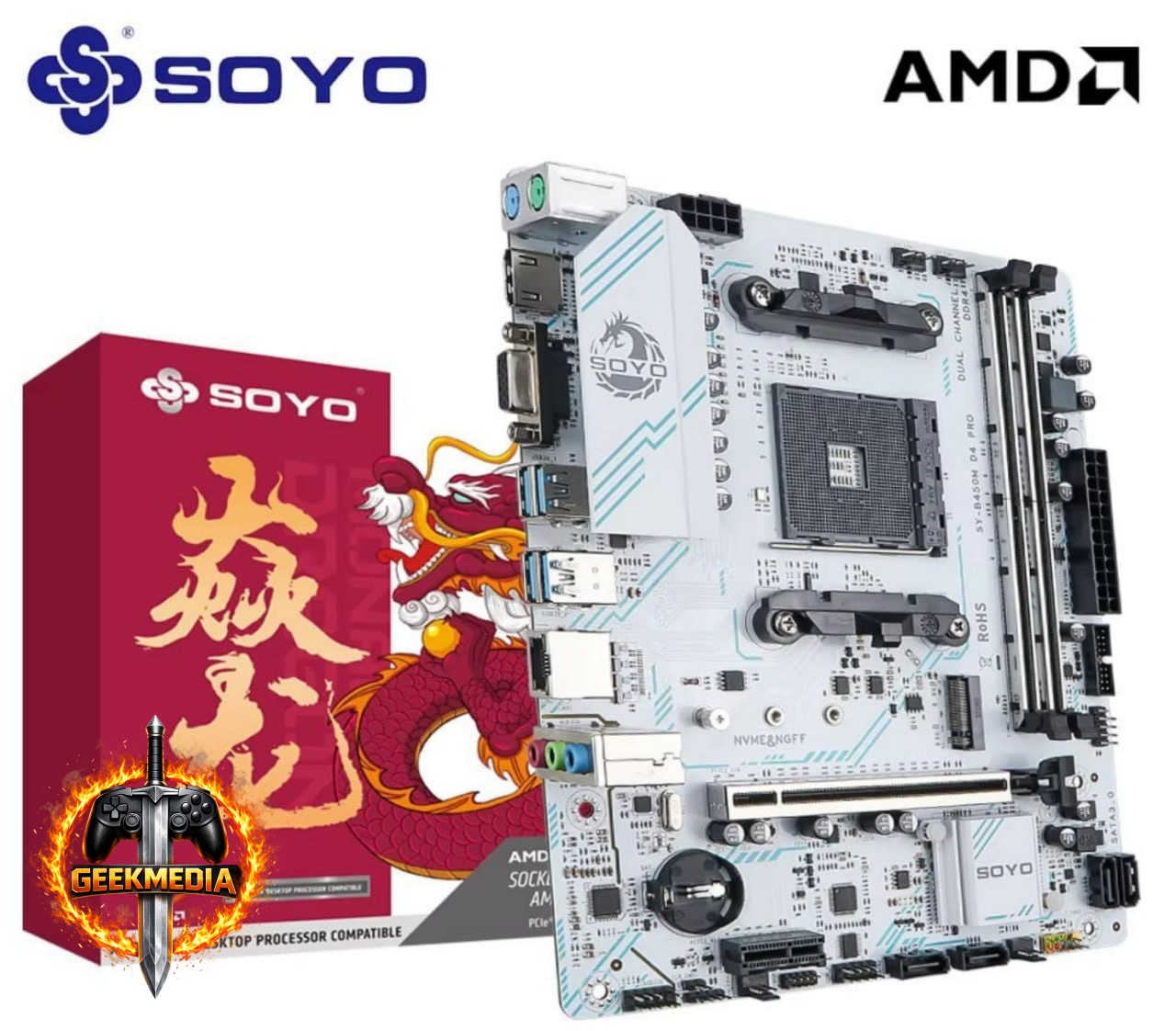 Placa Mãe Soyo B450m AM4