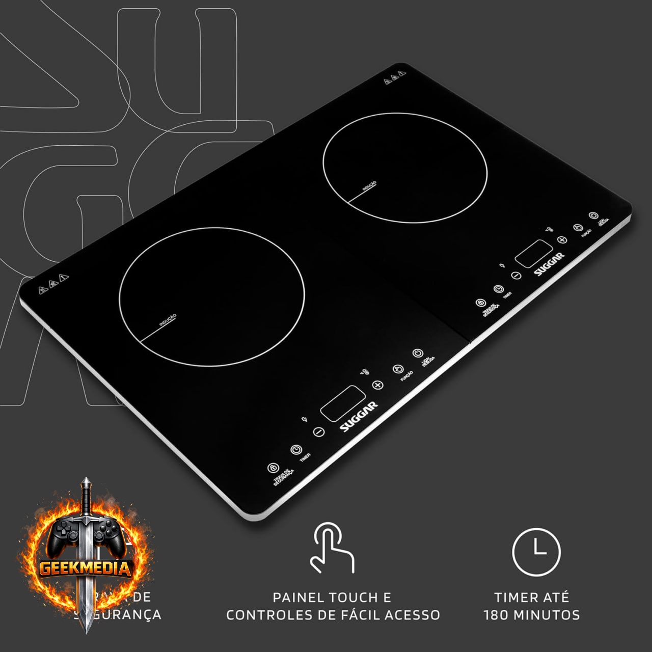 Suggar Cooktop Portátil Indução 2 Zonas 220V - Preto