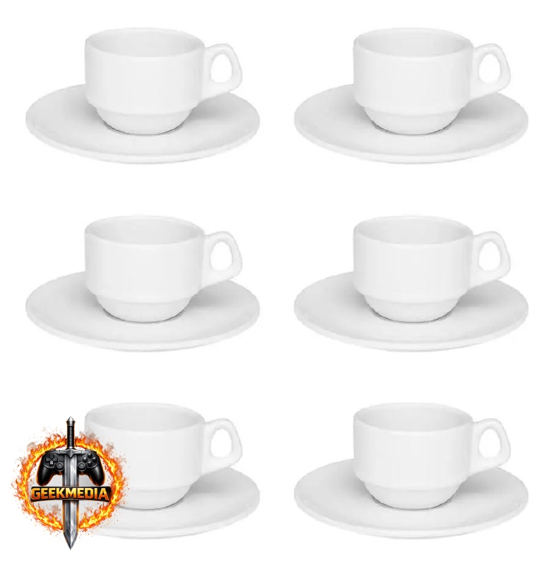 Conjunto 6 Xícaras Empilháveis Oxford com Pires