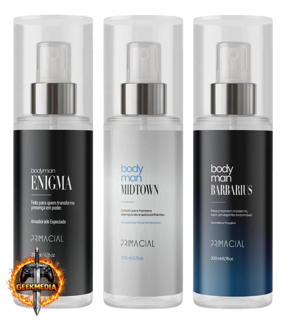 Kit Body Splash Masculino Barbarius  Enigma  Midtown 200ml