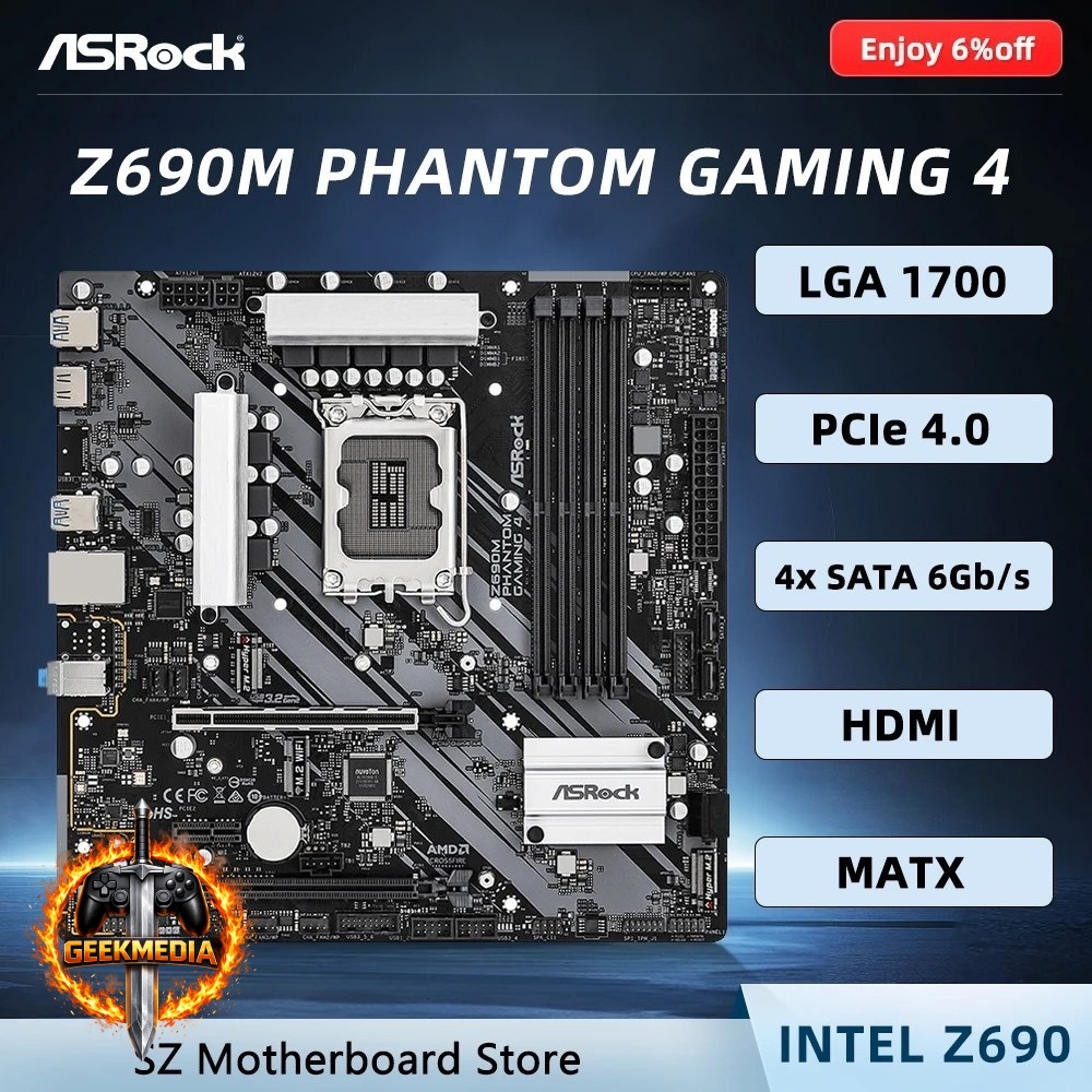 Placa Mãe ASRock Z690M Phantom Gaming 4