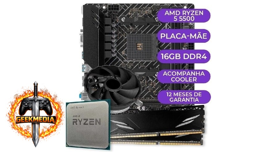 Kit Upgrade Gamer Ryzen 5 5500, A520M, 16GB DDR4
