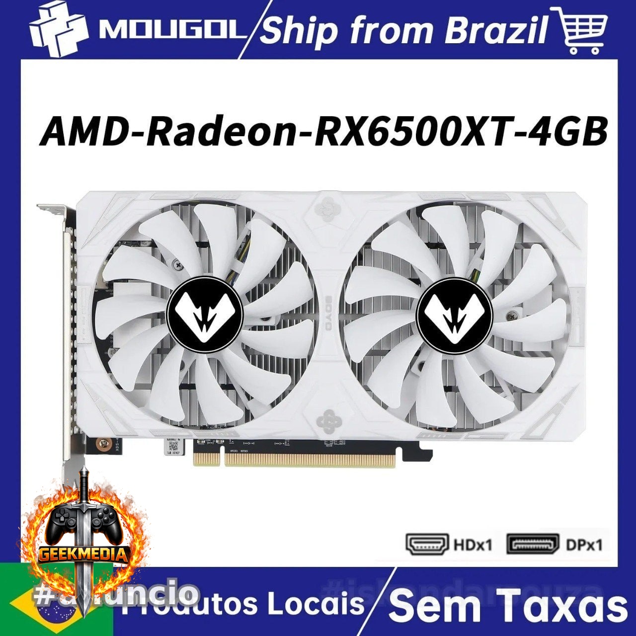 Placa de Vídeo RX 6500 XT MOUGOL White 4GB