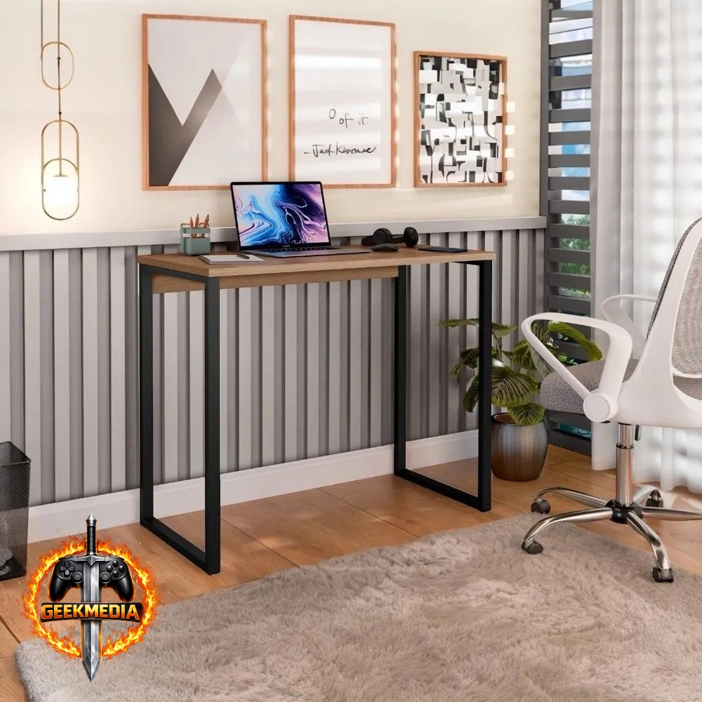 Escrivaninha Industrial Mesa Estudo Aparador Office Aço Mdf