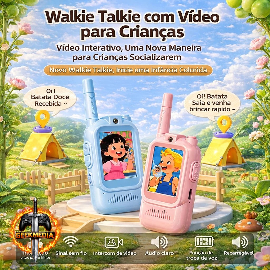 Kit 2 Walkie Talkie Infantil com Vídeo Câmera
