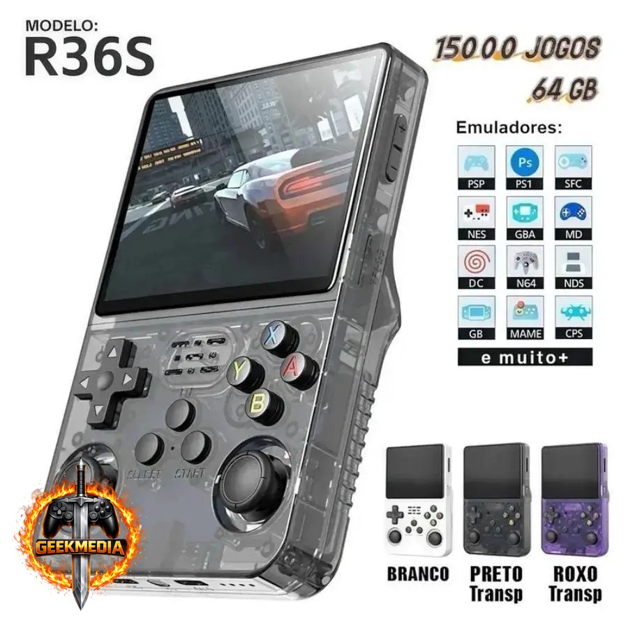 Console Portátil R36S 64 GB Retrô