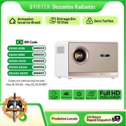 BYINTEK Projetor T5 4K Full HD 1080P