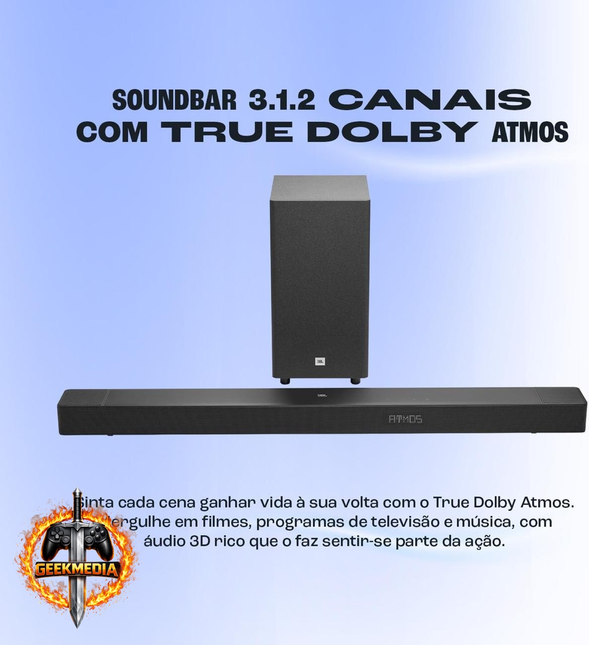 Soundbar JBL Cinema SB595 3.1.2 com Subwoofer Sem Fio