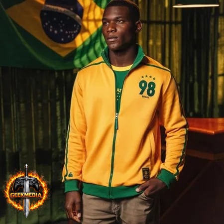 Jaqueta Brasil Retrô 1998 Masculino - Clássico Amarelinho