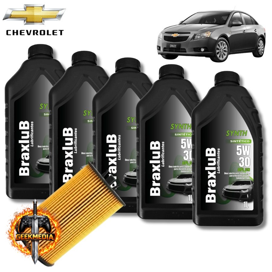 Kit Troca Óleo 5W30 Filtro GM Cruze 2013