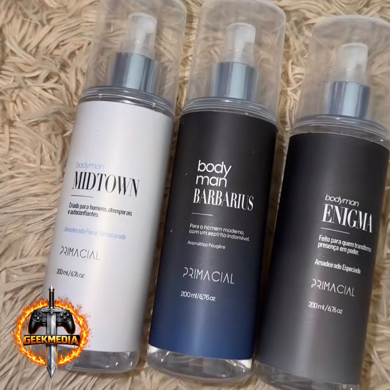 Kit Body Splash Masculino Barbarius  Enigma  Midtown 200ml