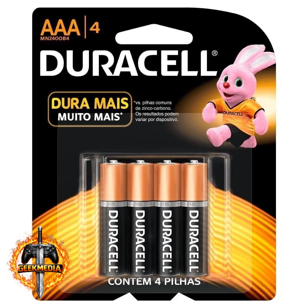 Pilha Alcalina Palito Duracell AAA 4 Unidades