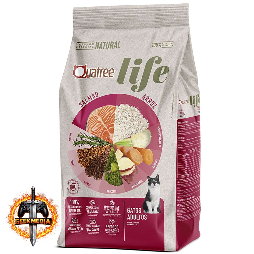 Ração Quatree Life Gatos Salmão Arroz 10kg