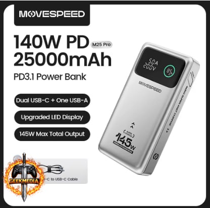 MOVESPEED M25Pro 140W Power Bank 25000mAh PD3.1 Fast Charge