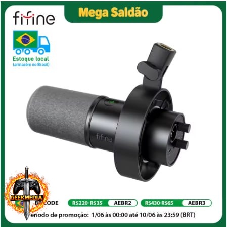 Microfone dinâmico FIFINE USB/XLR com suporte anti-choque - K688