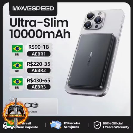 Carregador Portátil Magnético MOVESPEED S10 10000mAh