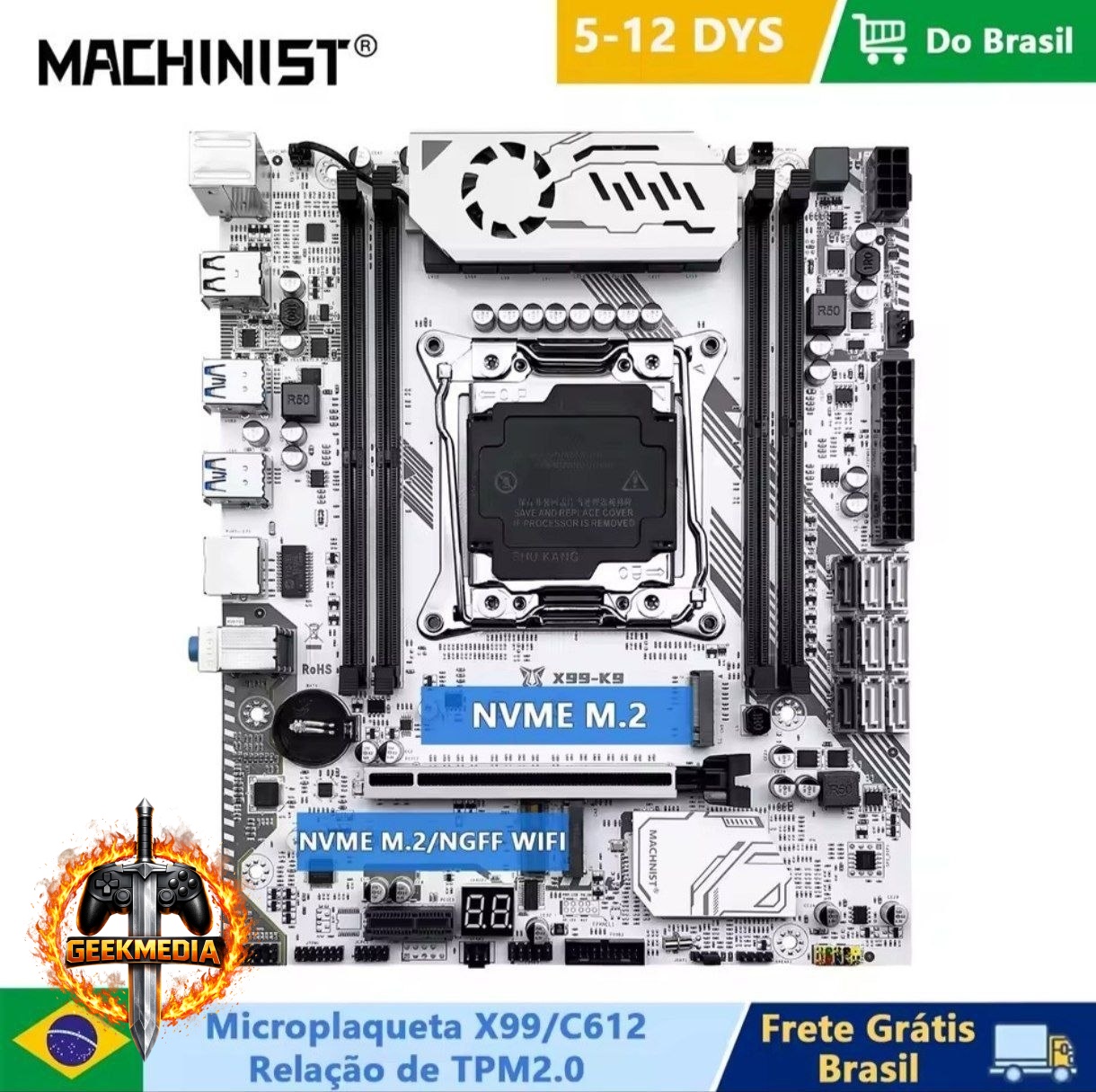 Placa Mãe Machinist X99 K9 com suporte TPM 2.0