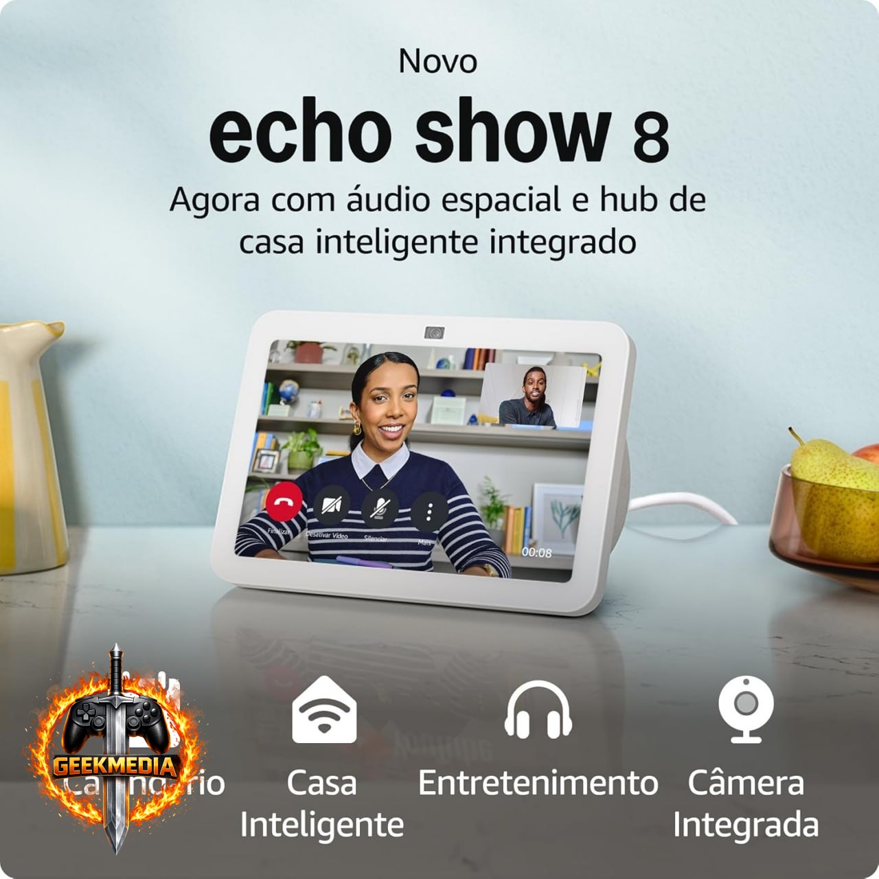 Echo Show 8 3ª Geração - Smart Display 8" - Branco